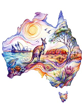 Australia Pen Drawing
